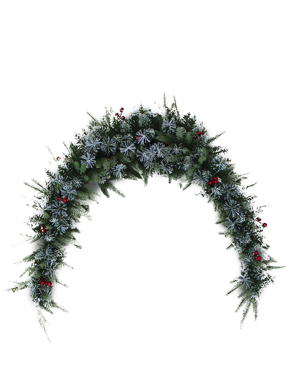 Guirlanda de Natal em formato especial com neve e frutas vermelhas-PE PVC SW