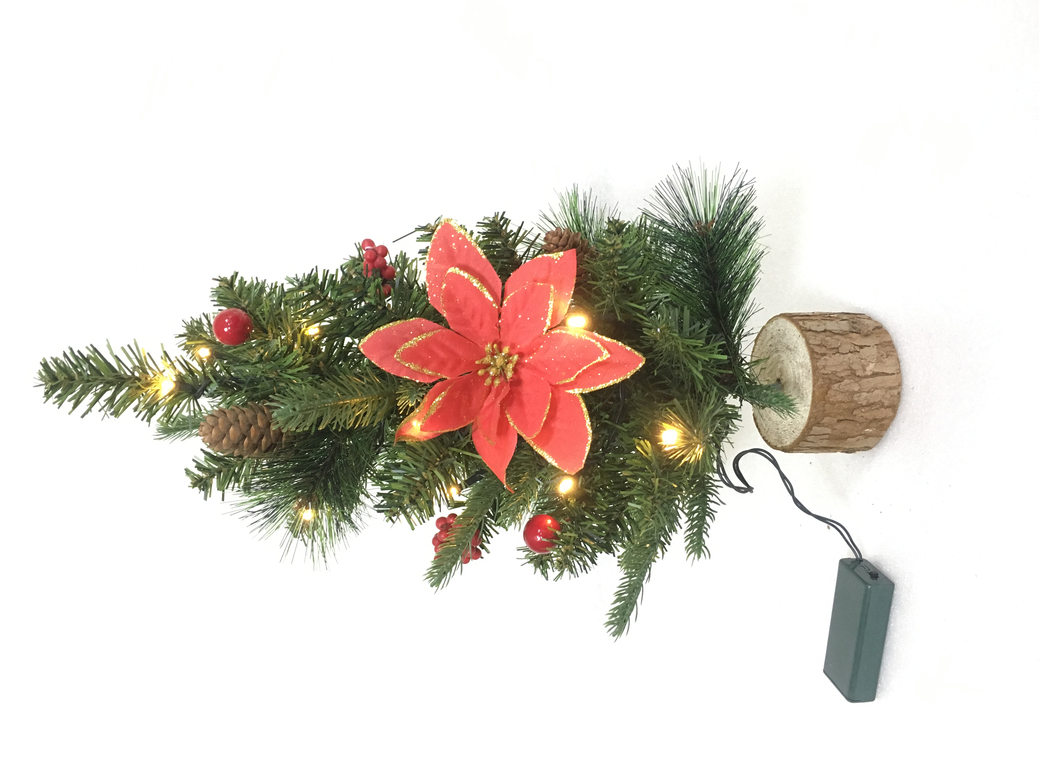 PVC PE Pine Needle Series Christmas Tree-40CM Pequena cabeça e pés de madeira mais decorações