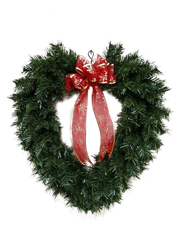 Guirlanda de Natal artificial em formato de coração